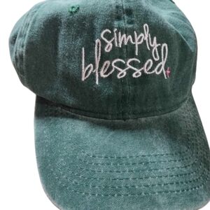Simply blessed distressed‎ army green hat 100% cotton Adorable jesus